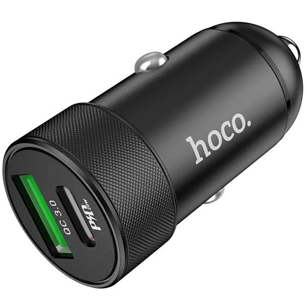 Автомобільне зарядне Hoco Z32B Speed up 1Type-C PD20W 1USB QC18W чорне від батарейки.com.ua