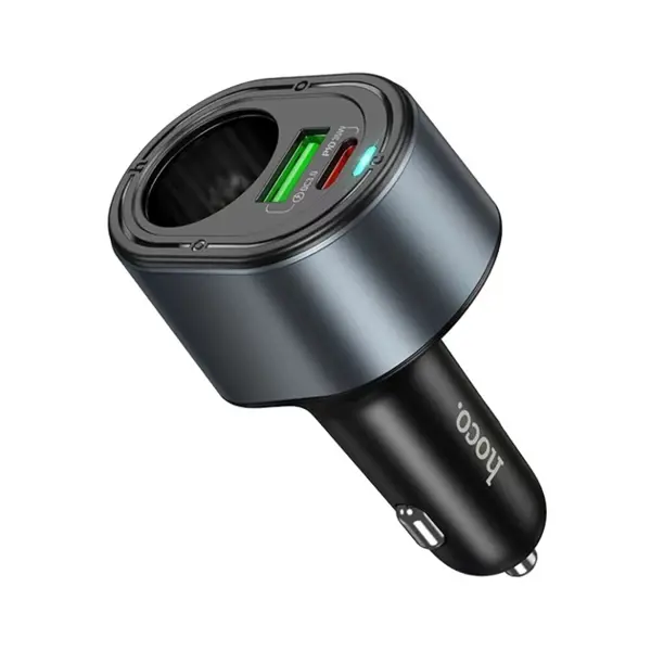 Автомобільне зарядне Hoco Z56 Friend PD35W QC3.0 1Type-C 1USB, додаткове гніздо прикурювача чорне від батарейки.com.ua