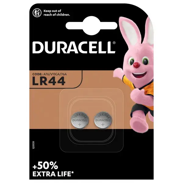 Лужна батарейка DURACELL LR44/А76/V13GA в упаковці 10 штук на батарейки.com.ua