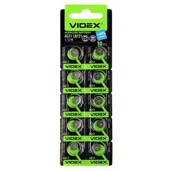 Лужна батарейка Videx AG 11/LR721 BLISTER CARD, 10 шт. - батарейки.com.ua