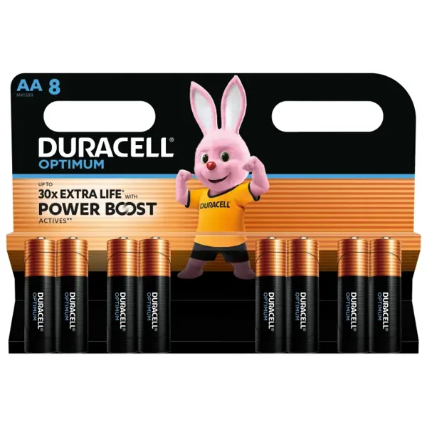 Батарейка DURACELL LR06 MN1500 KPD 04*20 Optimum 1x8 шт. - купити на батарейки.com.ua.