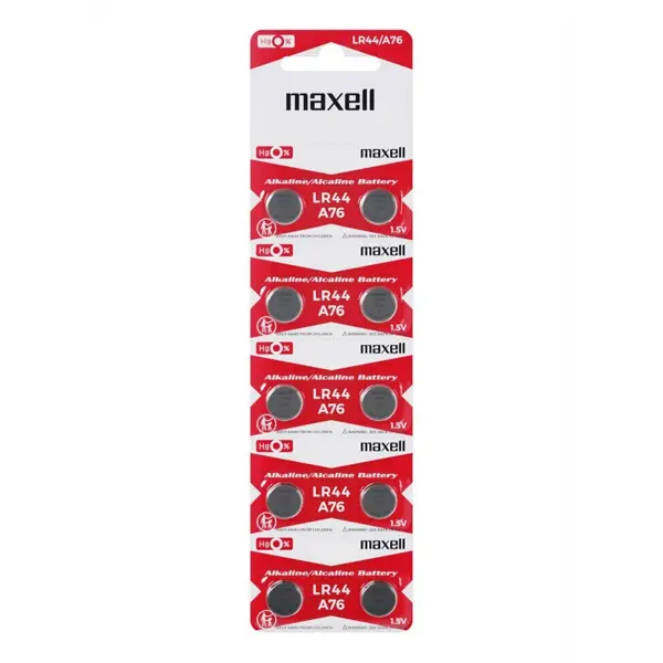 Лужна батарейка MAXELL LR44 (A76, G13) 1x10 - купити на батарейки.com.ua