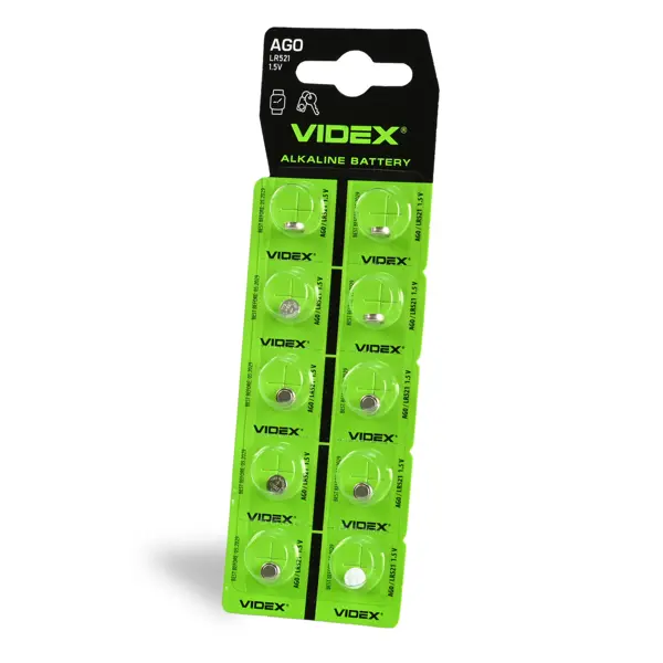 Батарейка лужна Videx AG 0 (LR521) BLISTER CARD 10 шт. - батарейки.com.ua