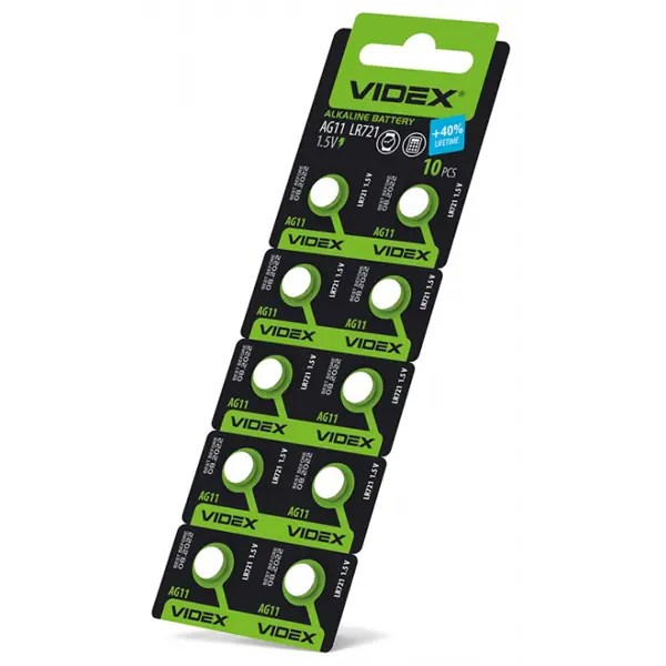 Лужна батарейка Videx AG 11/LR721 BLISTER CARD, 10 шт. - батарейки.com.ua