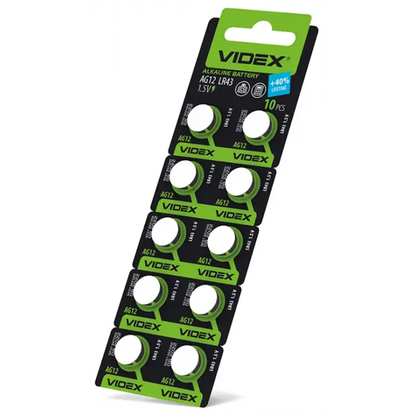 Батарейка лужна Videx AG 12/LR43 BLISTER CARD 10 pcs від батарейки.com.ua