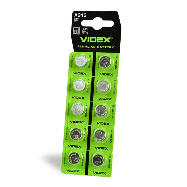 батарейка лужна Videx AG 13 (LR44) BLISTER CARD 10 шт - батарейки.com.ua