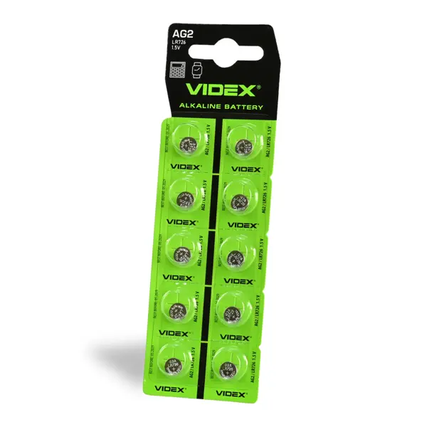 Лужна батарейка Videx AG 2 (LR726) BLISTER CARD 10 шт з батарейки.com.ua