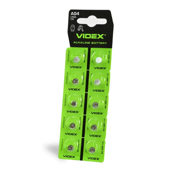 Батарейка лужна Videx AG 4 (LR626) BLISTER CARD 10 шт. – батарейки.com.ua