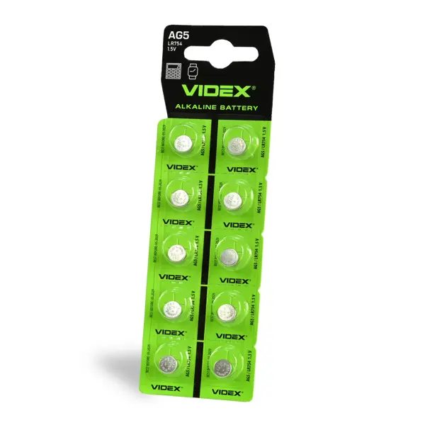 Лужна батарейка Videx AG 5 (LR754) BLISTER CARD 10 шт - батарейки.com.ua