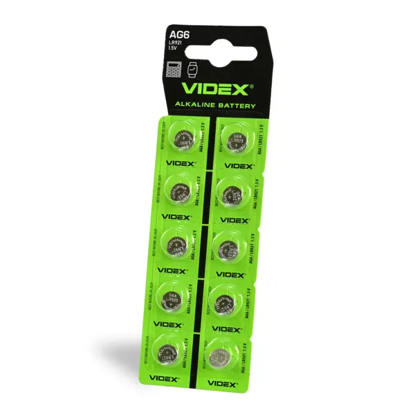 Лужна батарейка Videx AG 6 (LR920) BLISTER CARD 10 шт — купити на батарейки.com.ua