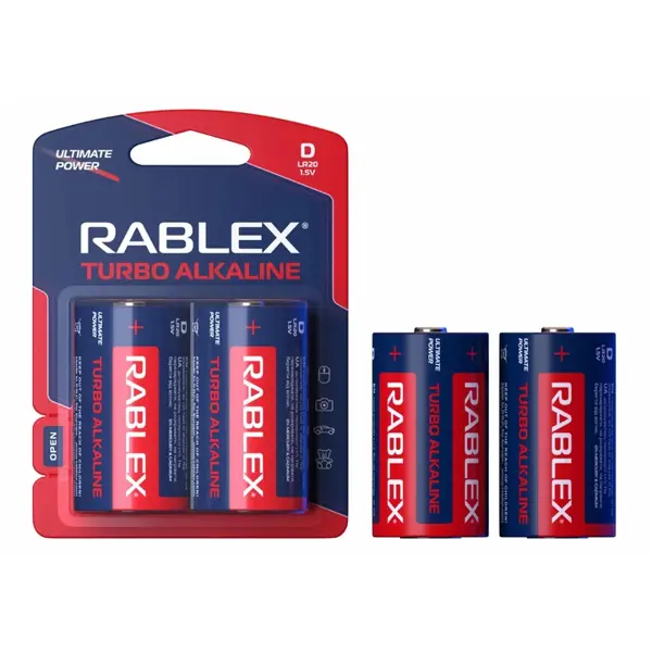 Батарейка Rablex D LR20 Turbo Alkaline 2bl  від батарейки.com.ua