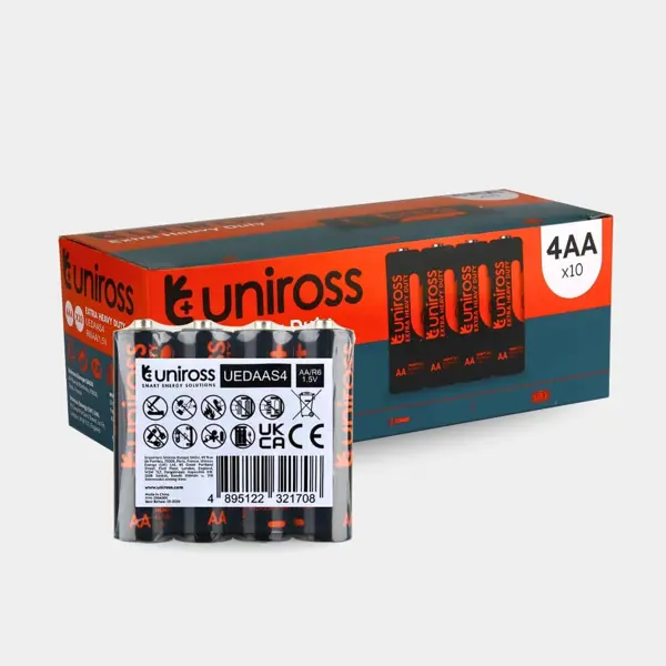Батарейка Uniross Extra Heavy Duty R06 AA 4shrink від батарейки.com.ua