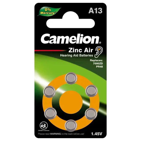 Батарейка для слухового апарата CAMELION ZA 13 / 6 BL - батарейки.com.ua
