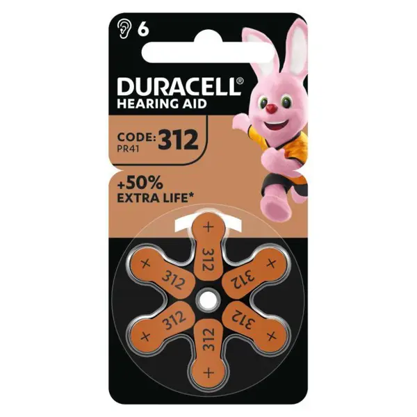 Батарейка для слухового апарата DURACELL DA 312 6BL