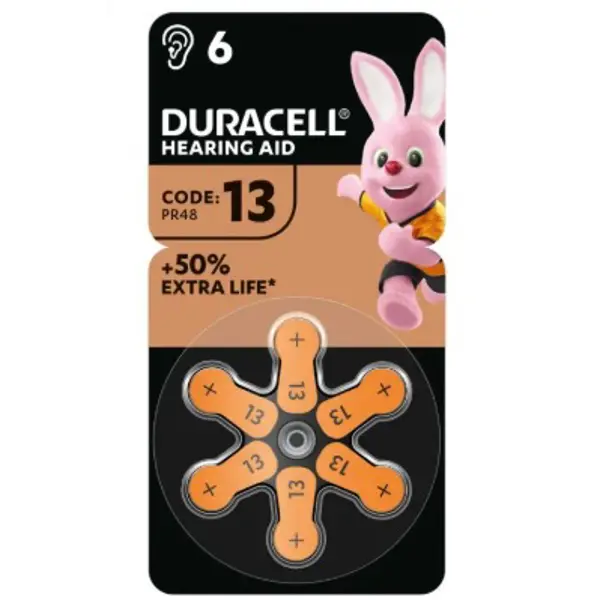 Батарейка в слуховий апарат DURACELL ZA 13 6BL на батарейки.com.ua