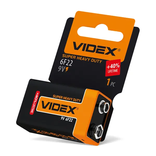 Батарейка Videx 6F22 1BL - батарейки.com.ua
