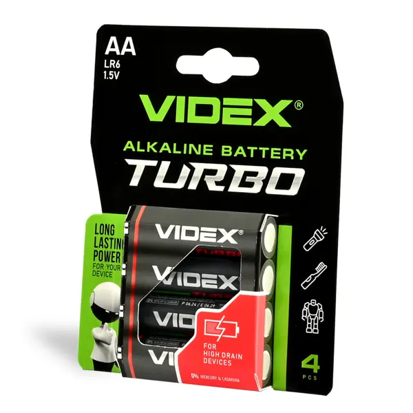 Батарейка Videx LR06 Turbo 4bl 40уп. - батарейки.com.ua