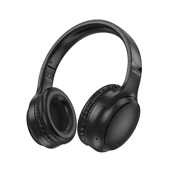Bluetooth гарнітура BOROFONE BO29 BT5.4, AUX, до 22 годин, чорні (High-Quality Sound and Extended Playtime Equipped with a JL AC7003F4 Bluetooth 5.4 chip, ensuring stable wireless connectivity and clear audio. A 200 mAh battery delivers up to 22 hours of use – perfect for all-day listening. Comfort and Modern Design Ergonomic earcup construction ensures comfort during extended wear. Smooth lines and a black color scheme give them a stylish, modern look. Quick Charging and Universal Connectivity They fully charge in just 1 hour, letting you quickly return to your favorite music. AUX support means you can keep listening even when the battery is depleted. Voice Prompts and Easy Operation Supports Chinese and English voice prompts, activated by double-clicking the power button when not paired. Easy-to-use controls on the headphones simplify track changes, volume adjustments, and call handling. Specification: Model: BO29 Fascinador Color: Black Bluetooth: 5.4 (JL AC7003F4 chip) Battery Capacity: 200 mAh Charging Time: 1 hour Usage Time: Up to 22 hours Dimensions: 189 × 169 × 77 mm Weight: 185 g Supported Modes: Bluetooth, AUX Additional Features: Chinese/English voice prompts, activated by double-clicking the power button) від батарейки.com.ua