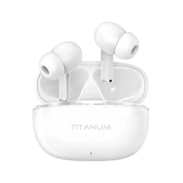 Bluetooth навушники TITANUM TW373 TWS, AirDots White від батарейки.com.ua