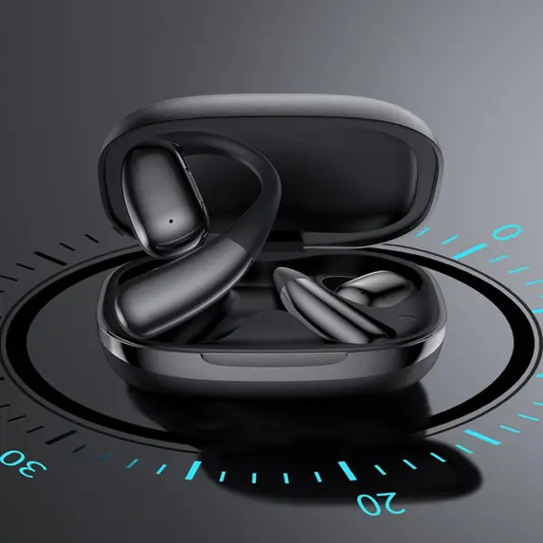 Bluetooth навушники TWS XO G37 BT5.4 Leather Patter Al Translate OWS Headset чорні, з ШІ перекладачем від батарейки.com.ua