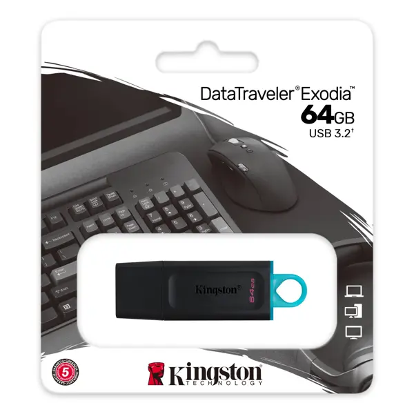 флеш-драйв KINGSTON DataTraveler Exodia 64 GB USB 3.2  Onyx Black