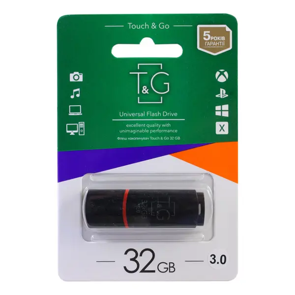 флеш-драйв T&G 011 32GB USB 3.0 Classic чорний від батарейки.com.ua