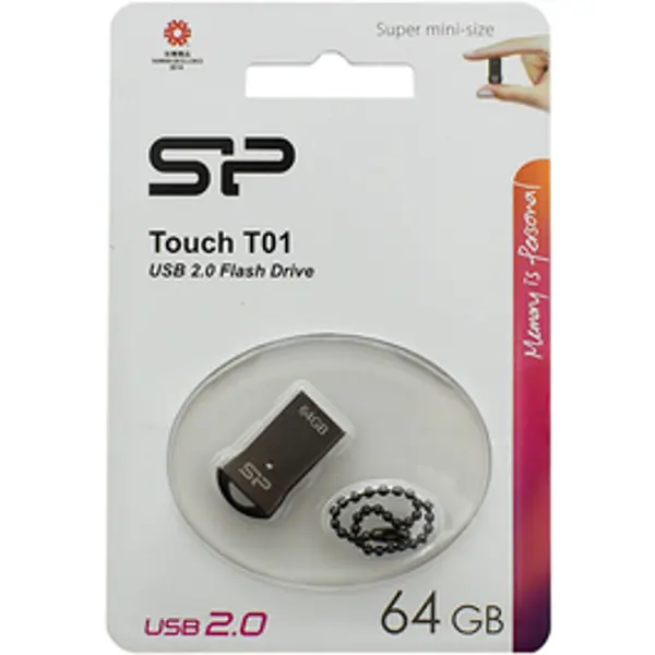 флешка SILICON POWER Touch T01 64Gb Black metal    від батарейки.com.ua