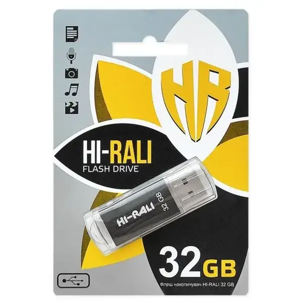 Флешка Hi-Rali 32GB 3.0 Rocket чорний від батарейки.com.ua