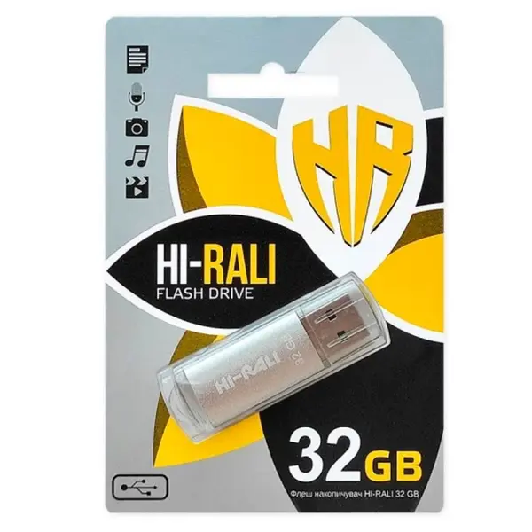 Флешка Hi-Rali 32GB 3.0 Rocket срібло від батарейки.com.ua