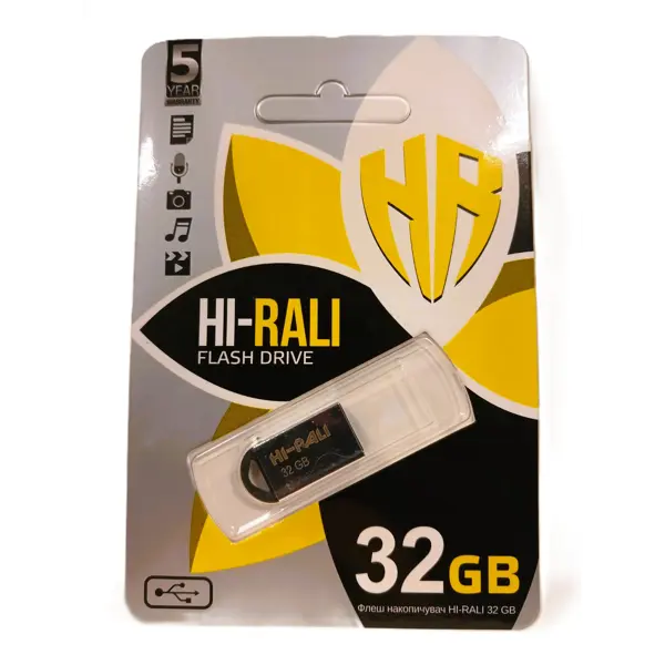 Флешка Hi-Rali 32GB Mini Fit металева від батарейки.com.ua
