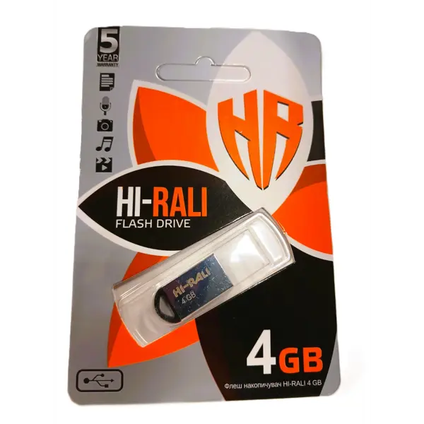 Флешка Hi-Rali 4GB MiniFit металева від батарейки.com.ua