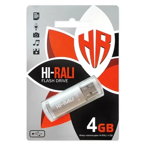 флешка Hi-Rali 4GB Rocket срібло від батарейки.com.ua