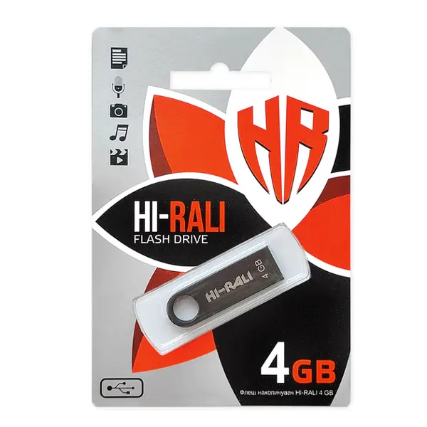 флешка Hi-Rali 4GB Shuttle чорний від батарейки.com.ua