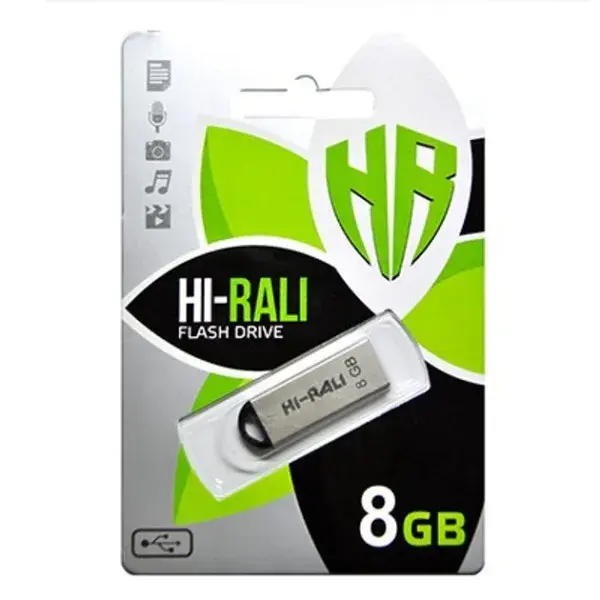 флешка Hi-Rali 8GB Fit срібло металева від батарейки.com.ua