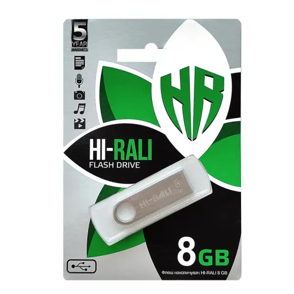 флешка Hi-Rali 8GB Shuttle USB3.0 срібло від батарейки.com.ua