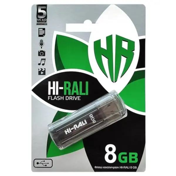 флешка Hi-Rali 8GB Stark чорна від батарейки.com.ua