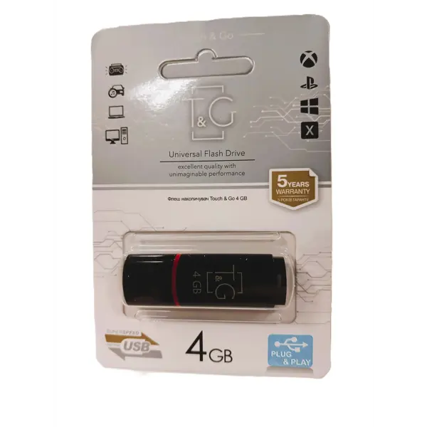 Флешка T&G 011 4GB Classic чорний від батарейки.com.ua