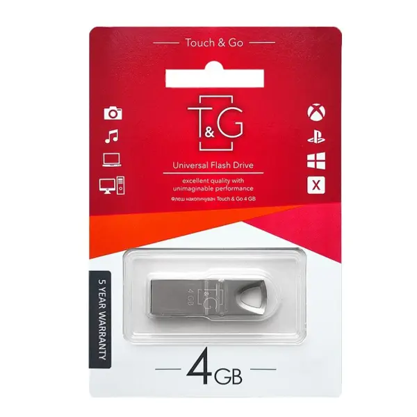 флешка T&G 117 4GB металева срібло від батарейки.com.ua