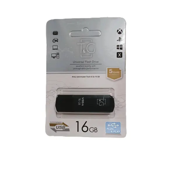 Флешка T&G Vega 121 16GB сірий від батарейки.com.ua