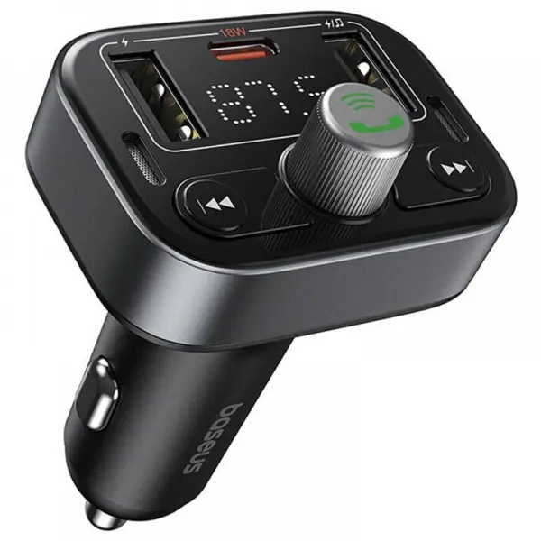 FM-Модулятор BASEUS S-09 Pro Series Bluetooth5.0 Hands-Free 2USB type-C QC3.0 динаміки C10762200113-00 від батарейки.com.ua