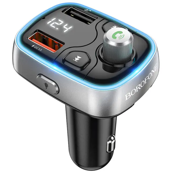 FM-модулятор BOROFONE BC32 Sunlight QC3.018W 2USB 2,4A чорний  від батарейки.com.ua