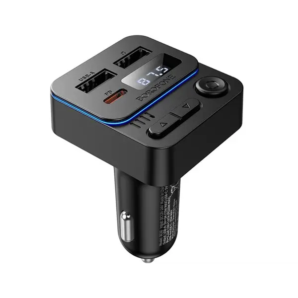FM-модулятор BOROFONE BC60 bluetooth 5.4, 2USB, Type-C PD20W чорний від батарейки.com.ua