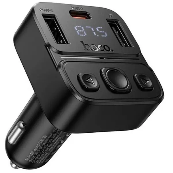 FM-модулятор HOCO E87 Delta 2USB Type-C PD35W bluetooth5.4 від батарейки.com.ua
