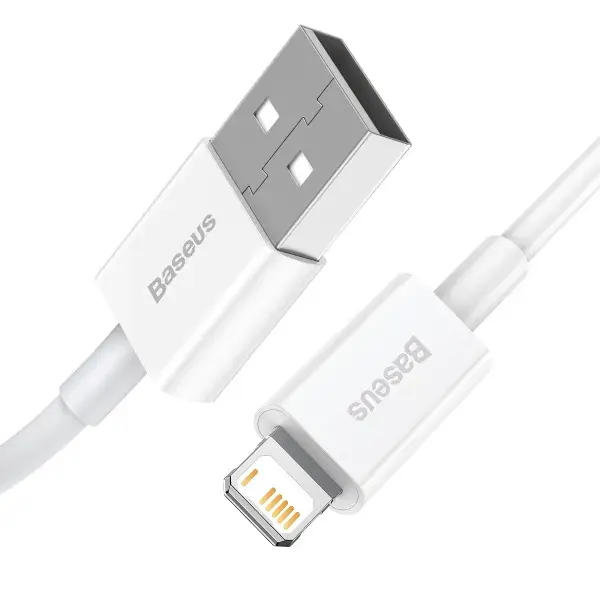 Кабель Baseus USB - Lightning Data, 2.4A, 1.5m, White CALYS-B02 (Бренд: Baseus Цвет: Белый Материал: ABS, TPE Сертификация качества: RoHS, CE, FCC, КНР Упаковка: В коробке Длина: 1.5 метр Разъемы: USB - Lightning Выходной ток: 2.4A Скорость передачи данных: 480 Mbps) від батарейки.com.ua