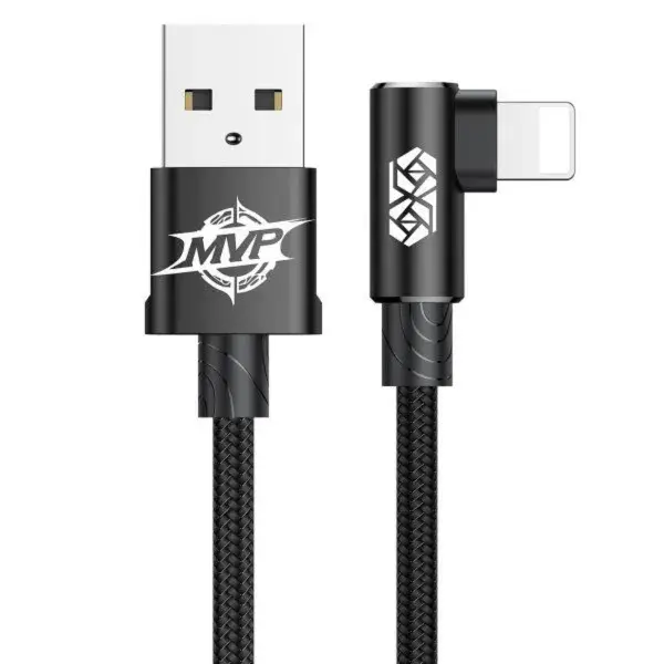 Кабель Baseus USB to Lightning MVP Elbo 2A 1m Black кутовий CALMVP-01 від батарейки.com.ua