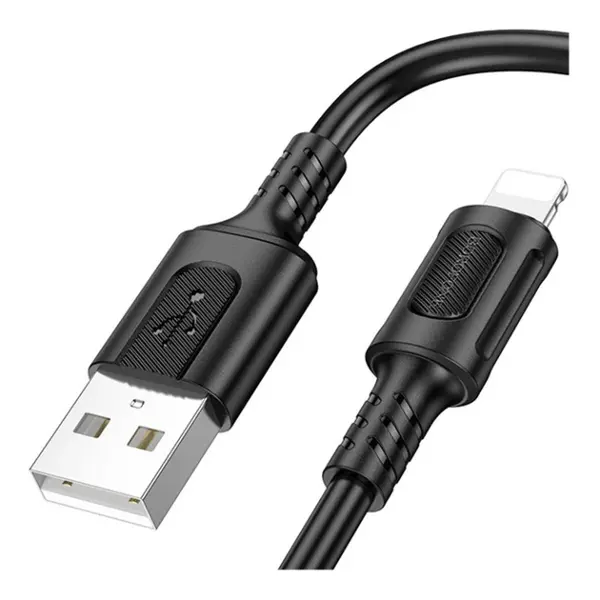 Кабель BOROFONE BX111 USB to Lightning 2.4A 1m чорний від батарейки.com.ua