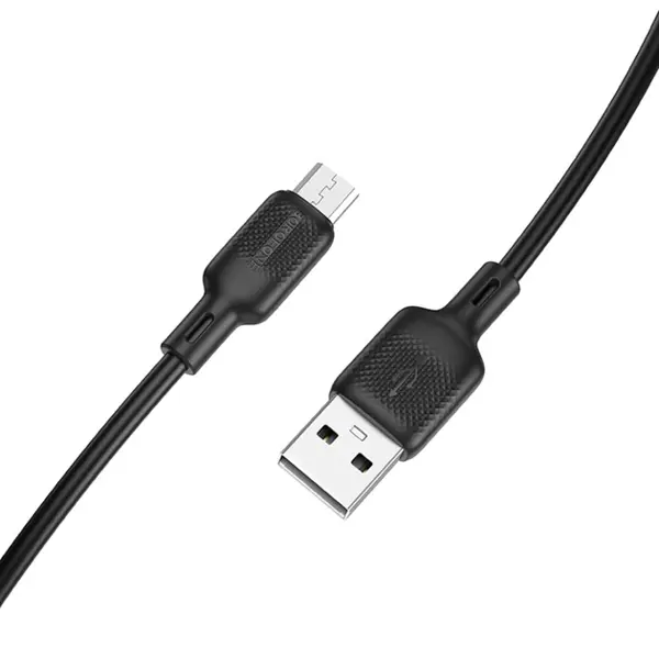 Кабель BOROFONE BX113 USB - Micro Lenny silicone 2.4A 2m black від батарейки.com.ua