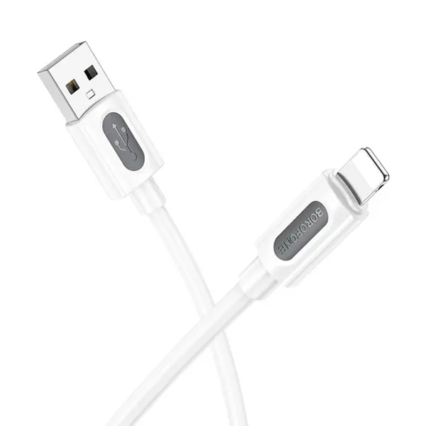 Кабель BOROFONE BX114 USB to Lightning silicone 2.4A 1m білий від батарейки.com.ua