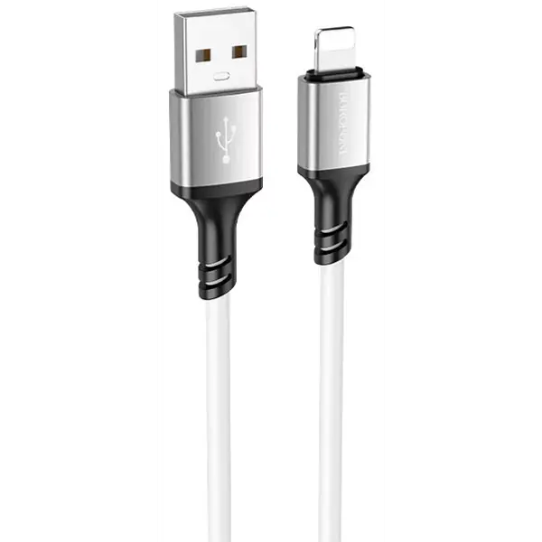 Кабель BOROFONE BX83 USB to Lightning silicone 2.4A 1m білий від батарейки.com.ua