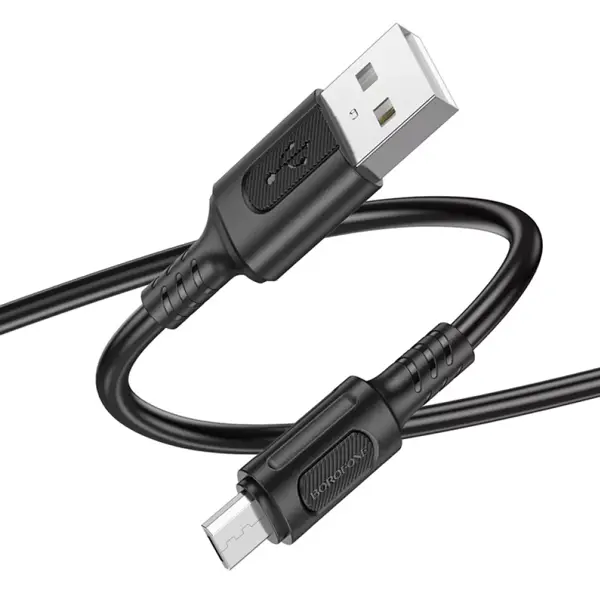 Кабель BOROFONE USB to Micro BX111 2.4A 1m чорний від батарейки.com.ua